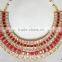 Crystal Ruby Bollywood necklace jhumka EARRING Set