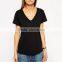 OEM Service 100% Cotton v Neck Short Sleeve Women t Shirt Plain no Brand T-shirt