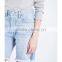 2017 hot sale OEM fashion style high-rise cotton boyfriend blue denim jeans shorts