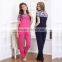 2015 customized adult pyjamas set yarn dyed s/s legging top design summer pyjamas for women