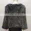 YR060 Queen Style Knitted Top Quality Rabbit Fur Poncho Bridal fur Bolero Jacket