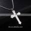Latest design miro pave clear crystal cross stainless steel pendant necklace