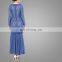 Modern Lace Two Pieces Long Sleeves Blue Dress Women Baju Kurng Muslim Ladies Clothing