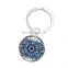 Stock Mandala Art Picture Glass Cabochon pendant Keychains Sacred Geometry Yoga Om Fashion Jewelry Key ring