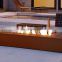 Large square corten steel metal gas fire pit outdoor