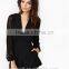 Black chiffon Long sleeve jumpsuite for women and sexy ladies OEM