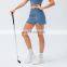 New Rib Two Piece Anti-Glare High Waist Sports Women Fitness Golf Tennis Skirts With Pockets