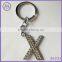 F letter metal key chain alphabet key ring with rhinestone paved