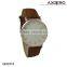 2016 Fashion stainless steel back water resistant leather wrist watch
