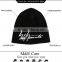 Black wool logo summer beanie hat