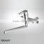 Artistic chrome plated brass faucet long spout wall mounted bath shower F6120178CP-01L