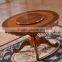 Dining room antique round rotating table with leather chairs