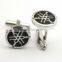 316L stainless steel Engraving enamel round black cufflinks for men