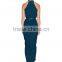 Lady's silk crepe de chin long drape evening dress