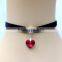 Hot selling Black color Heart Pendant velvet choker necklace