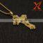 Men's Stainless Steel Gold Characteristic Glitter Simulated 3D CZ Cross Pendant