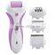 Rechargeable 4 in 1 lady' epilator set with 2 speeds for choice/foot callus remover