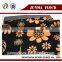 Black and yellow flower pattern Junma China Design tricot flocking fabric
