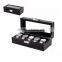 High-Grade PU Leather Package Box For Watch, 5 Slot Display Carbon Fiber Stripe Gift Storage Box
