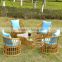 Goldenrob PE bamboo patio outdoor furniture aluminium PE wicker/rattan coffee gardentable and chairs set