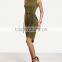 Guangzhou Wholesale Clothing OEM Army Green Sleeveless Knot Asymmetrical Dress