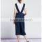 latest design 100% cotton wide leg gallus jeans pants for girl