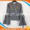 Women latest design custom embroidery check long sleeve shirt