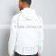 100% Polyester All Over Print Reflective Trim White Hooded Sports Jacket Mens With Mesh Lining Inside Simple Long Sleeves