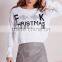 MGOO 2017 Latest Design Custom Made Women Christmas Jumper White Cropped Sweater Long Sleeve