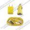Car Vehicle Charger+ USB Data Charger Cable Cord + Wall Charger Adaptor for iPhone 4/4G/4S/3G/3GS