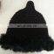 Top grade 100% acrylic women beanie winter hats with rabbit fur