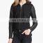 CHEFON Zip front and pockets leather sleeve drawstring hoodie CNA0145