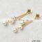 3pcs Pearl Drop Flower Casting Stud Earrings