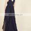 Long Black V Neck Chiffon Party Dress