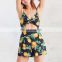 New Sexy Summer Blue A - line Cutout Knot - Front Floral Romper Women