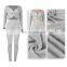 women's knitted 2 two pieces peacock pant and cross crop top suit sweater set