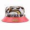 100 polyester ladies hat bucket cap with leather patch
