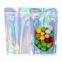 Custom Printed Beauty Hologram Mylar Zip Lock Pouch Clear Holographic Makeup Plastic Packing Bags With Transparent Window