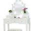 Dressing Table with Stool and LED Lights with 5 Drawers and Mirror, White