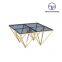 Home furniture glass smart tea table stainless steel frame sofa side table simple golden luxury coffee tables