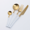 Black And Gold Plated Flatware Stainless Steel Cutlery Restaurant Silverware Set For Wedding Table Decoration