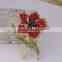 New design zinc alloy opium poppy flower pin badge brooch
