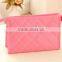 Promotional Diamond Check Zipper Cosmetic Storage Bag With Small Mirror