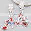 Vnistar Silver plated dangle bead with high-heel shoe shape pendant for bracelet PBD1225 in 14*36mm