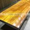 Hot Sales Okan Style Right-Angle Side Natural Yellow Rose Wood Dining Table Top