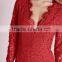 High quality plunge lace maxi evening dress red