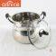 NEW Belly Shape 22cm Stainless Steel Hot Pot with glass lid and bakelite handle with capacity 8 QT stew pot