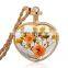 Fashion Jewelry Dried Flower Locket Romantic Crystal Glass Heart Shape Floating Locket Pendant for Women Girls