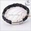 Wholesale Stainless Steel Strap Leather Bracelets For Men with Stainless Steel Clasp