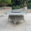 Aluminum frame PE rattan dining set lazy susan round table and wicker chair